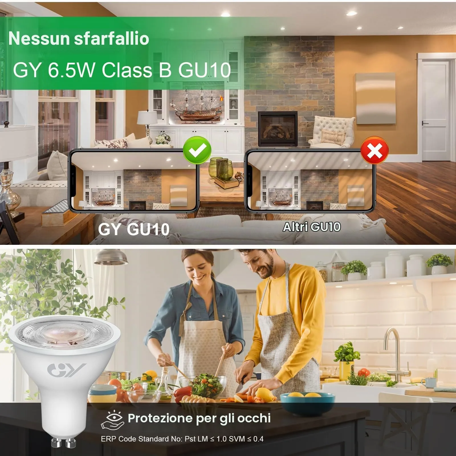 GY Lampadina LED GU10, 6.5W, 1025 Lumen, 2700K Bianco Caldo, 36°, 12 Pezzi - immagine 9