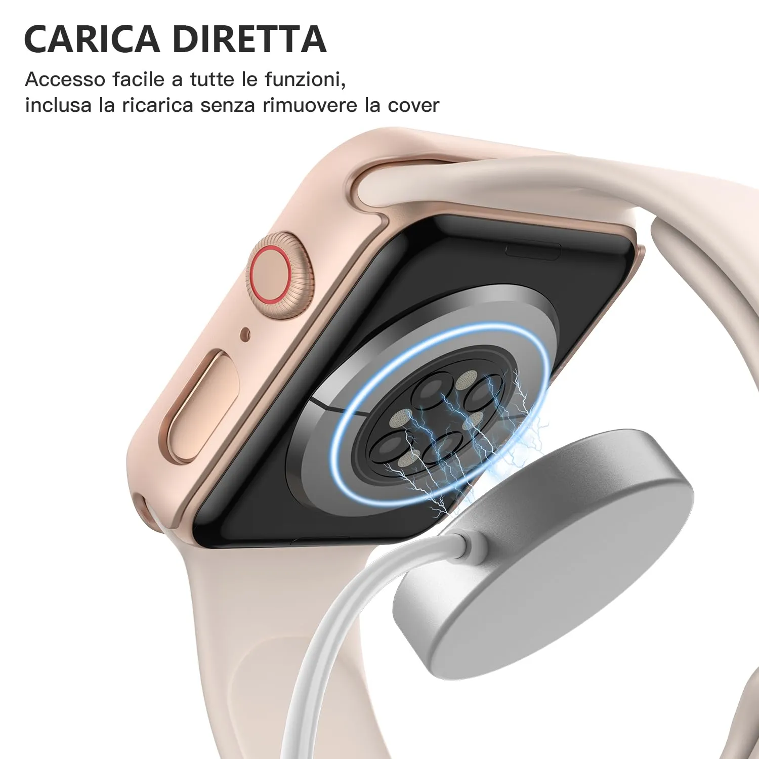 Misxi Cover con Vetro Temperato per Apple Watch SE3/SE2/SE Serie 6/5/4 40mm, 1 Oro Rosa + 1 Trasparente - immagine 6