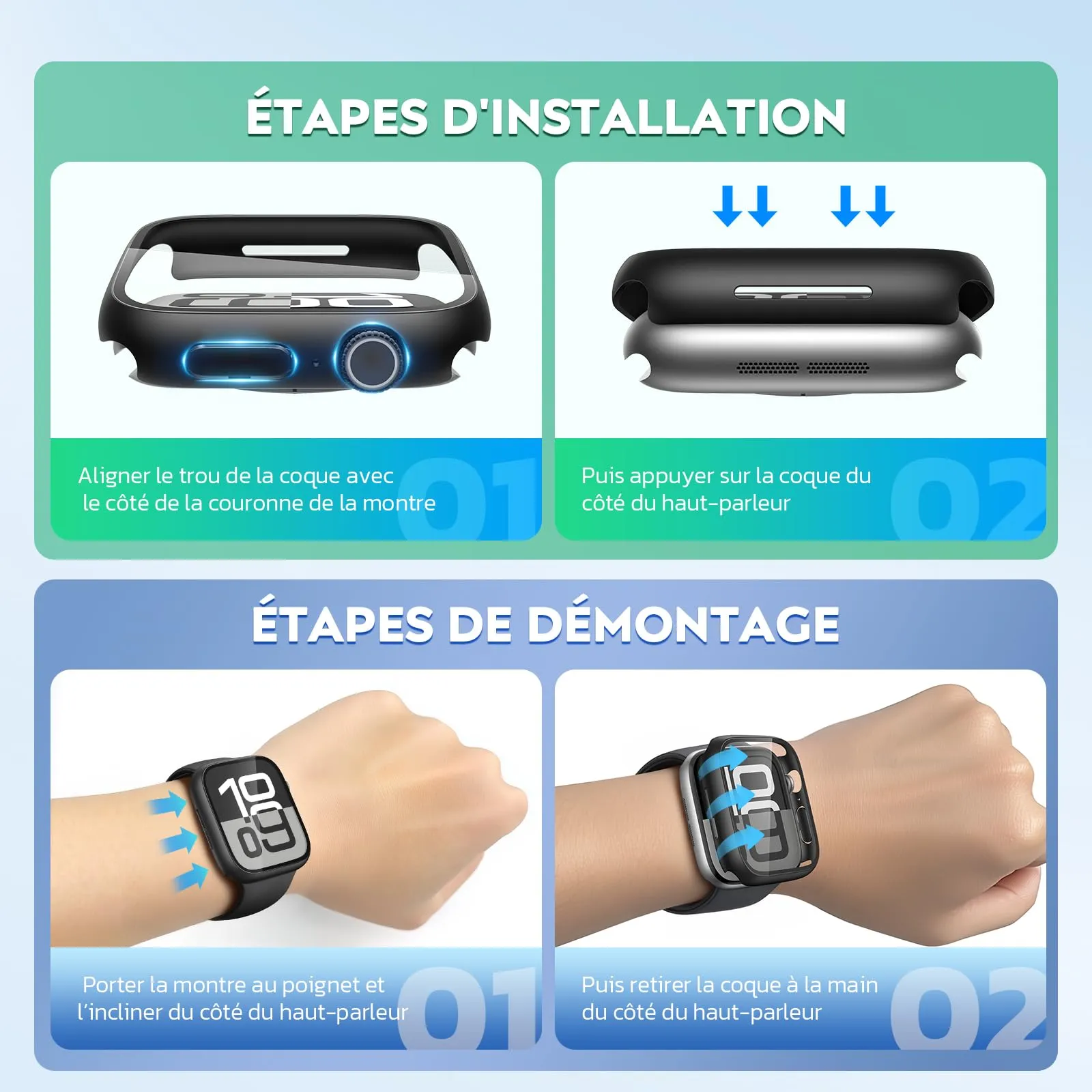 Misxi Cover con Vetro Temperato per Apple Watch SE3/SE2/SE Serie 6/5/4 40mm, 1 Oro Rosa + 1 Trasparente - immagine 9