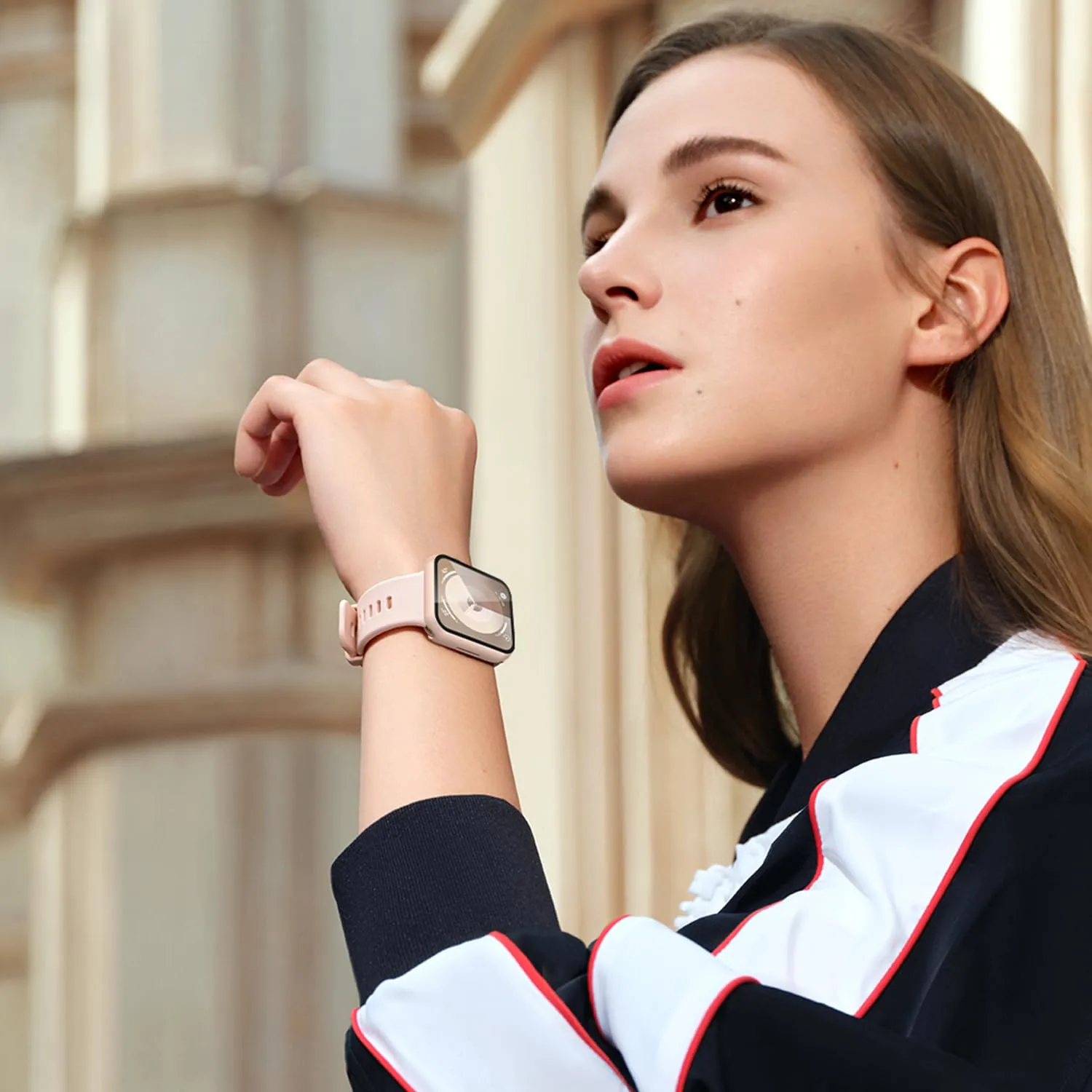 Misxi Cover Protezione con Vetro Temperato per Apple Watch Serie 9 8 7 45mm, 2 Pezzi (1 Oro Rosa + 1 Trasparente) - immagine 7