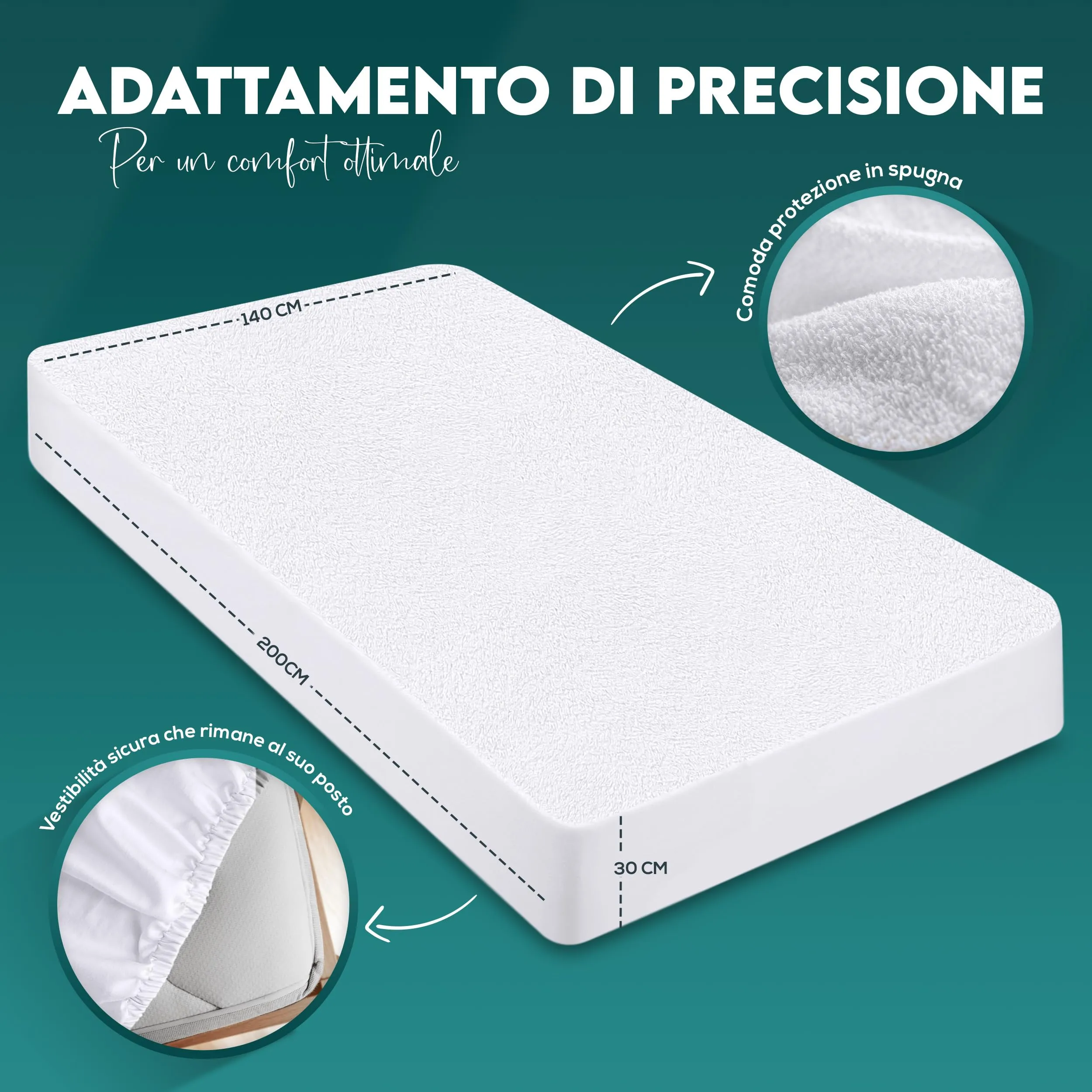 Utopia Bedding Coprimaterasso Impermeabile 140 x 200 x 30 cm, Bianco (Confezione da 2) - immagine 2