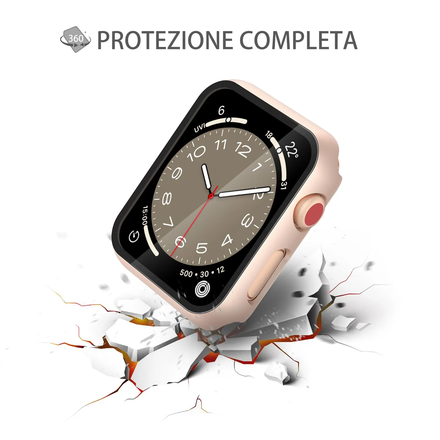 Misxi Cover con Vetro Temperato per Apple Watch Serie 2/3 38mm, 1 Oro Rosa + 1 Trasparente - immagine 5