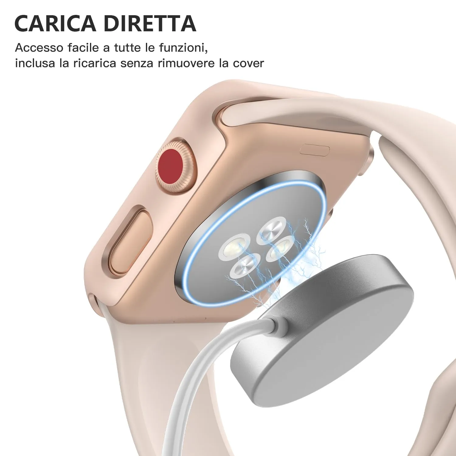 Misxi Cover con Vetro Temperato per Apple Watch Serie 2/3 38mm, 1 Oro Rosa + 1 Trasparente - immagine 6