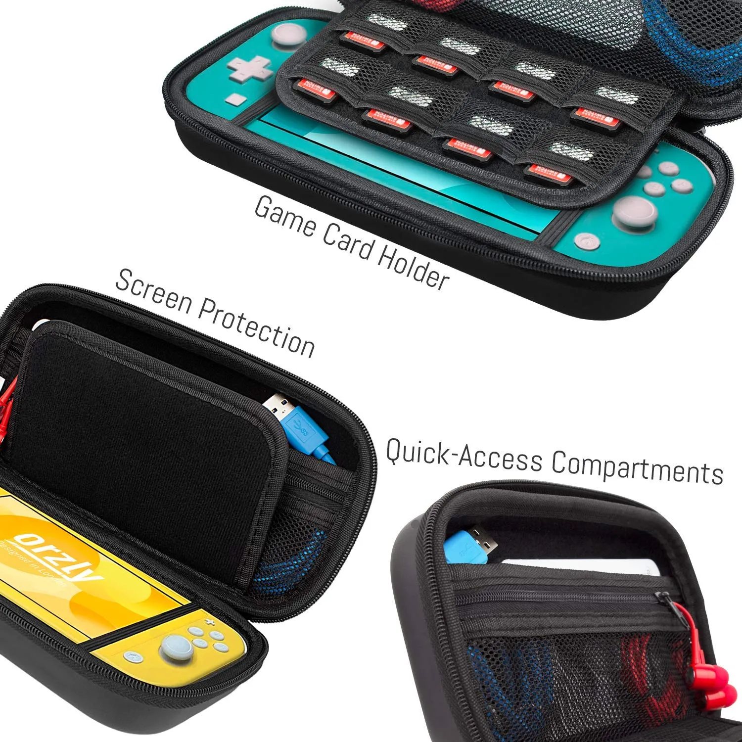Orzly Custodia da Viaggio per Nintendo Switch Lite (2019) - Nero - immagine 3
