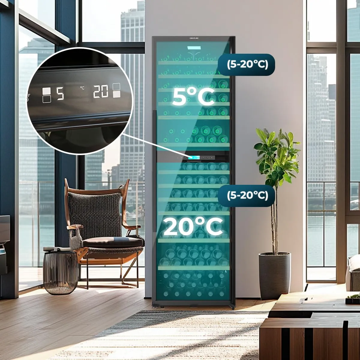 Cecotec Bolero GrandSommelier Cantinetta 176 Bottiglie Dual Zone 5-20 ºC - immagine 4