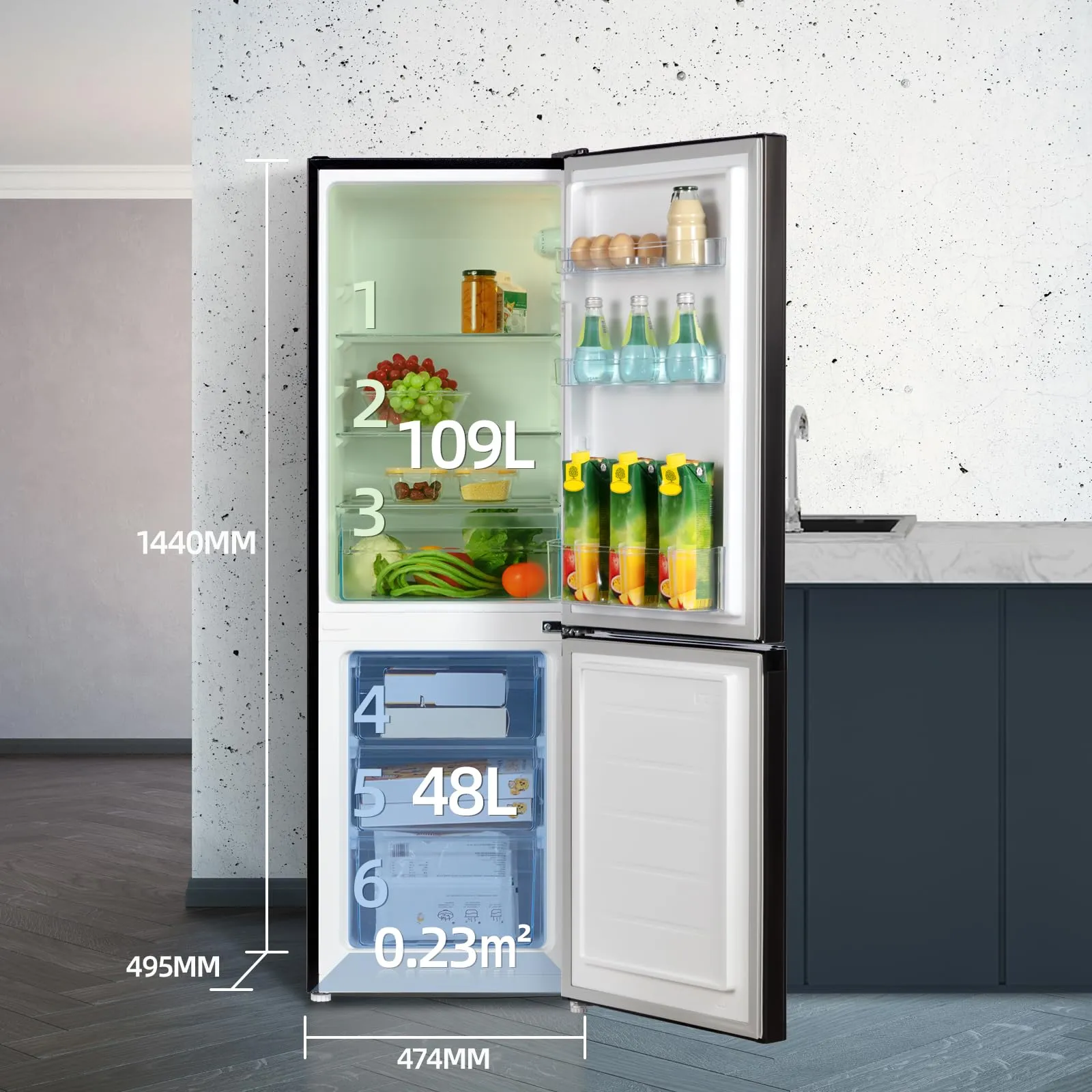 CHiQ Frigorifero Combinato Low-Frost 157L Inox Scuro (FBM157L42) - immagine 2