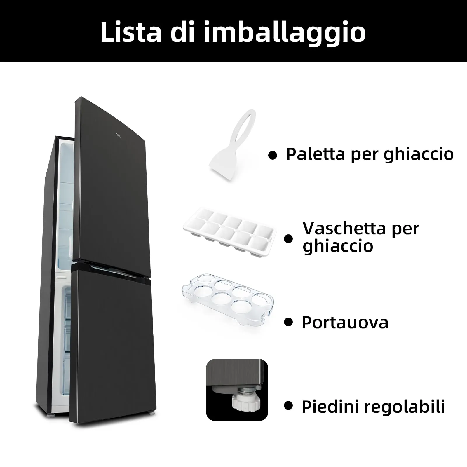 CHiQ Frigorifero Combinato Low-Frost 157L Inox Scuro (FBM157L42) - immagine 3