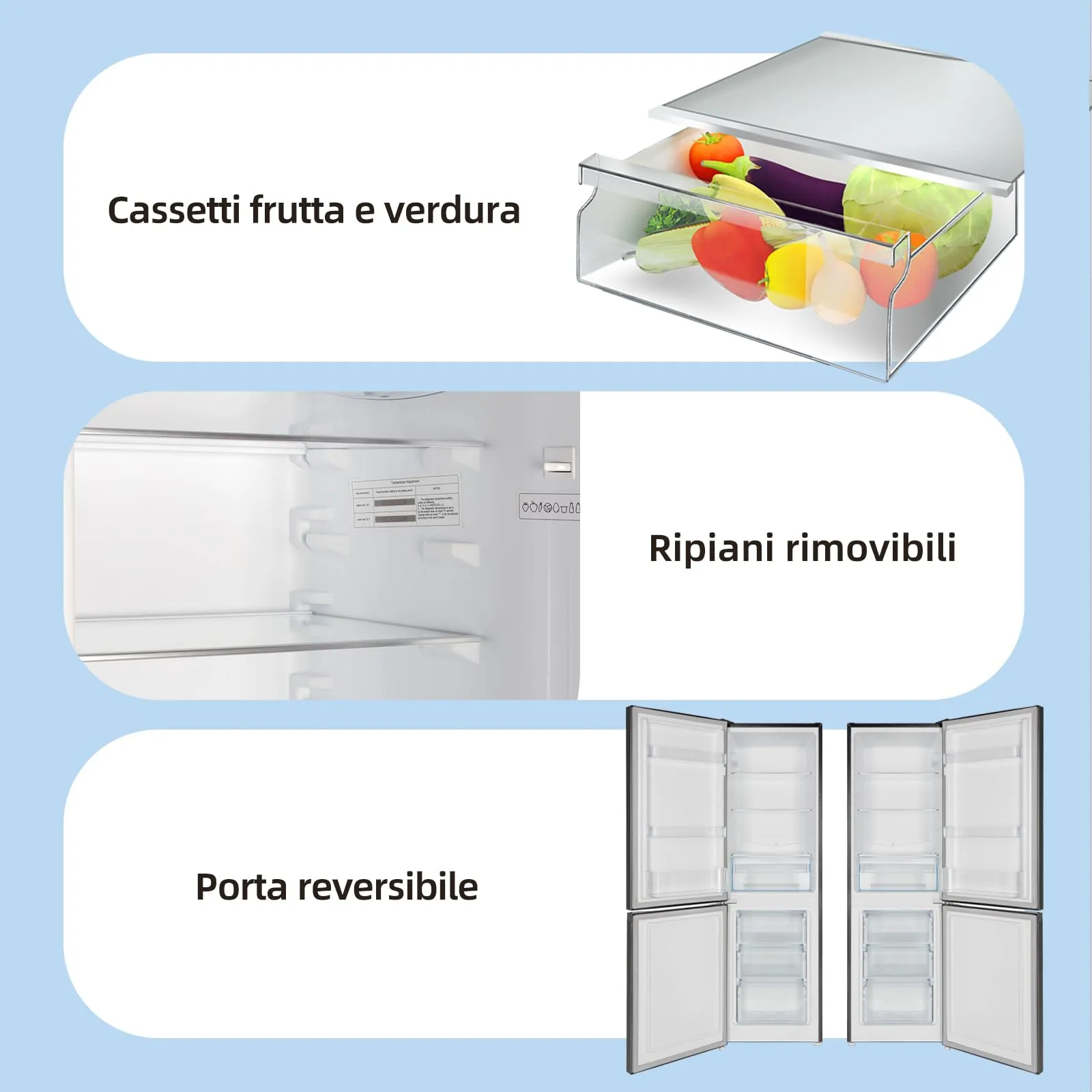 CHiQ Frigorifero Combinato Low-Frost 157L Inox Scuro (FBM157L42) - immagine 8