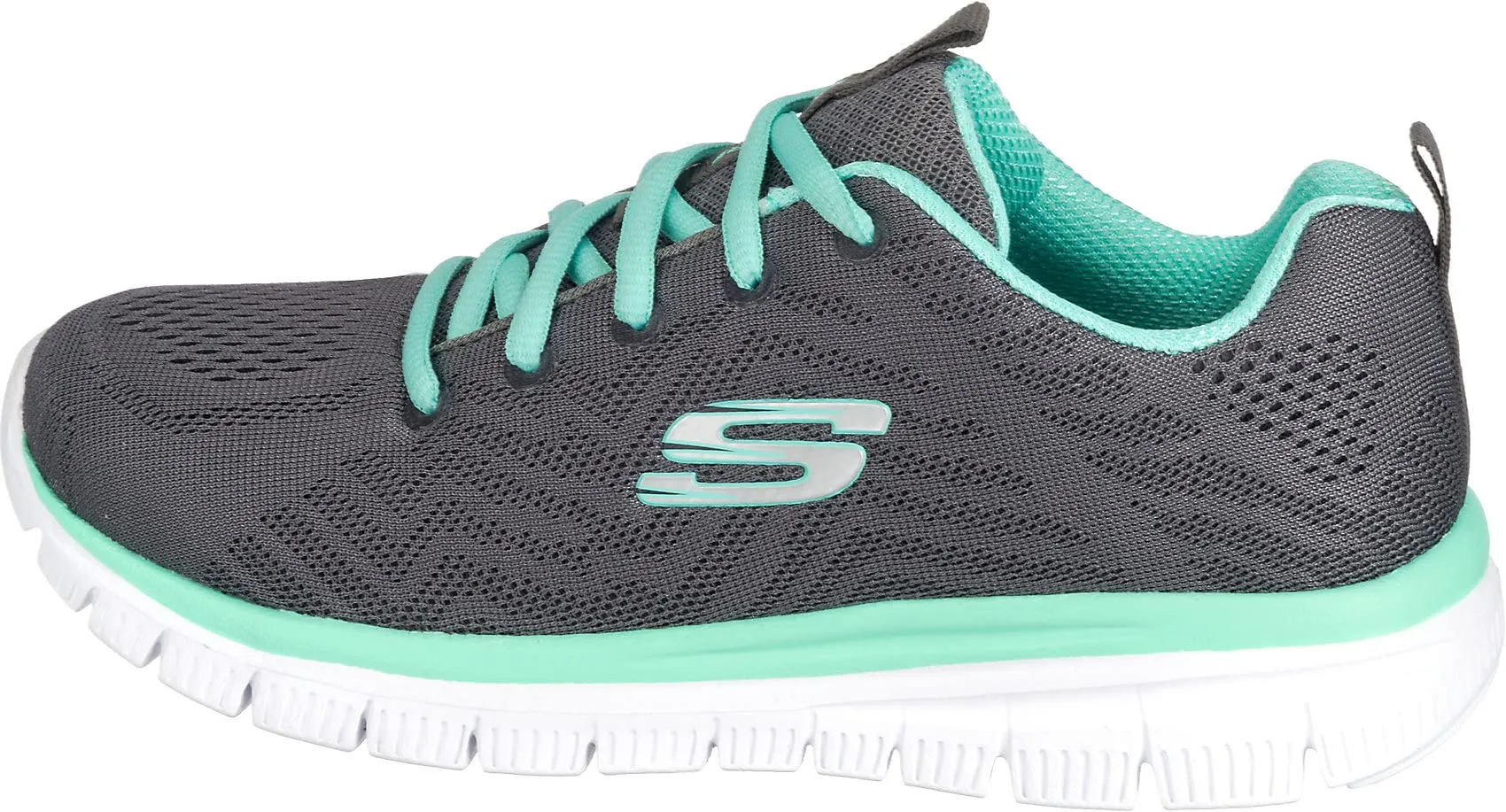 Skechers Graceful Get Connected Women's Sneaker - Charcoal Mesh / Green Trim - 39.5 EU - immagine 2