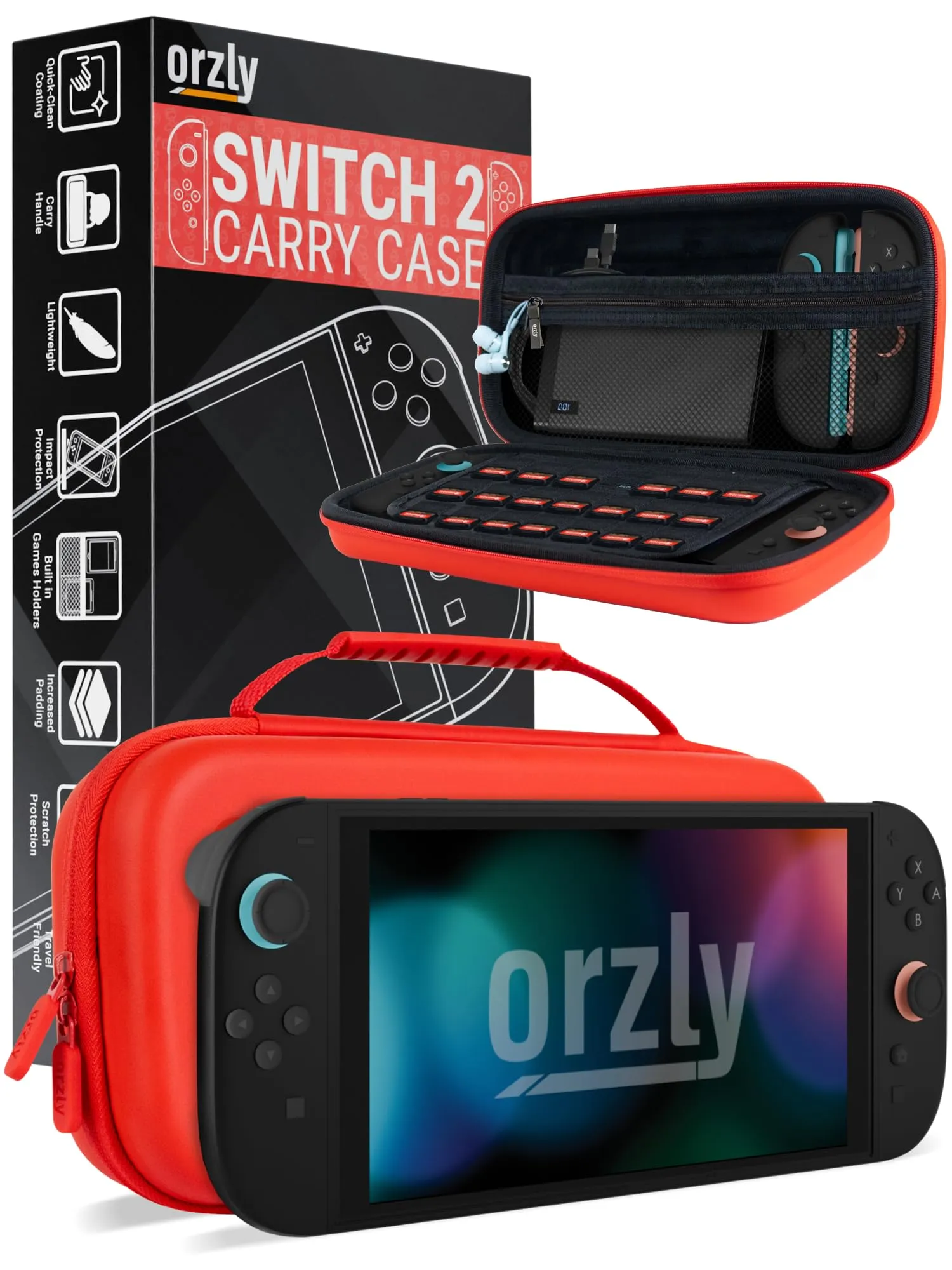 Orzly Custodia per Nintendo Switch 2, Rosso - immagine 1