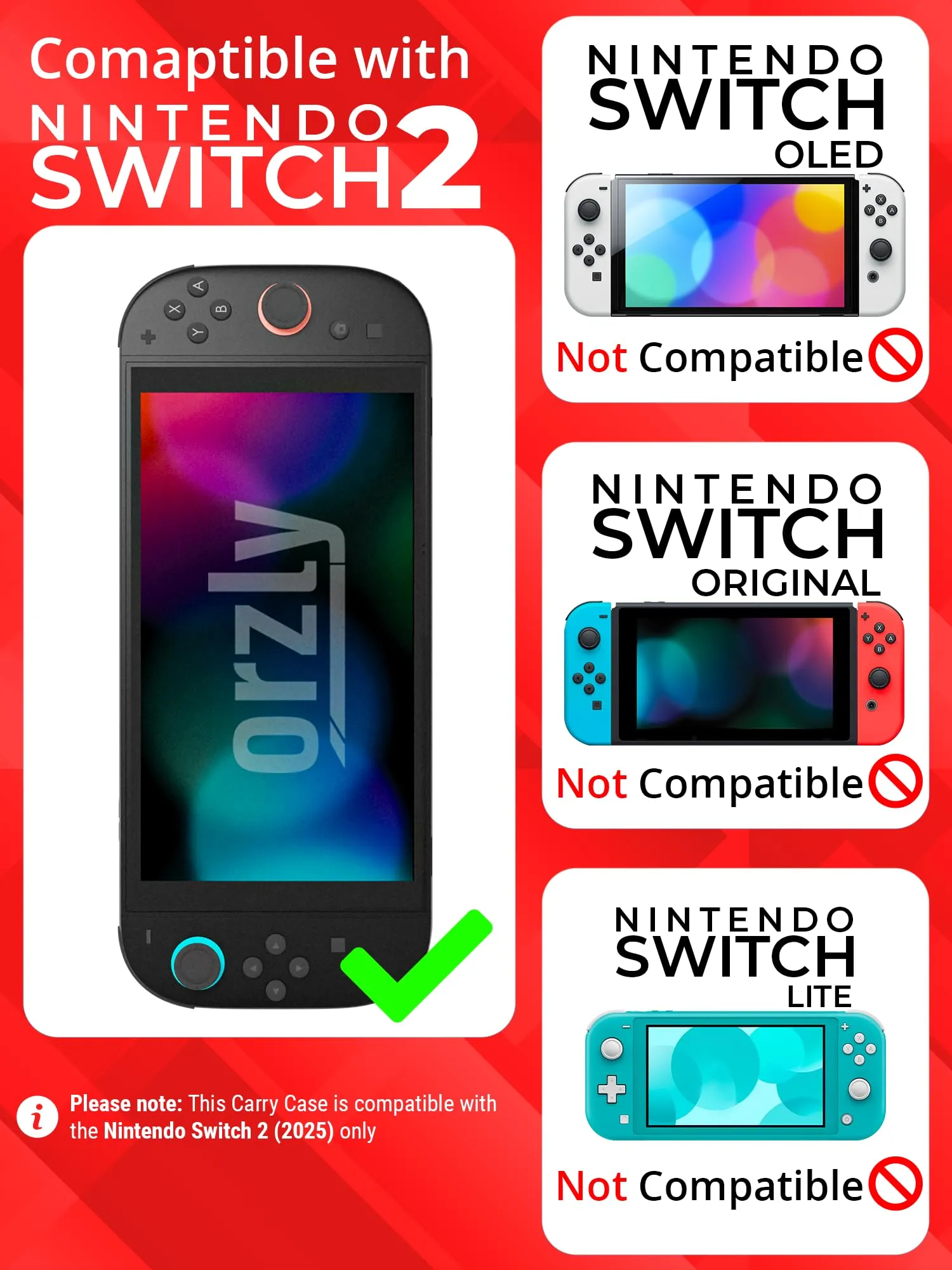 Orzly Custodia per Nintendo Switch 2, Rosso - immagine 2