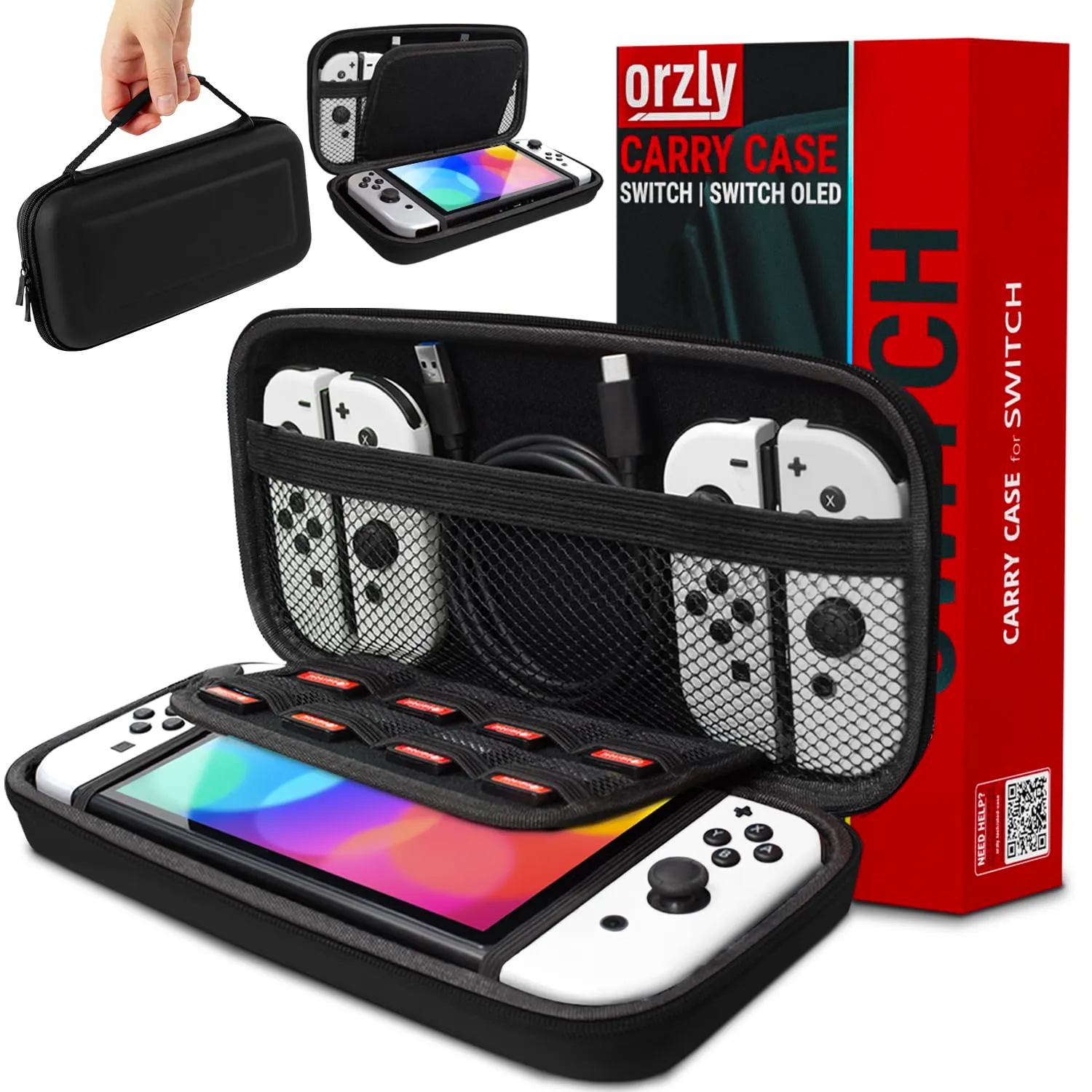 Orzly Custodia Rigida Protettiva per Nintendo Switch e Switch OLED - Nero - immagine 1