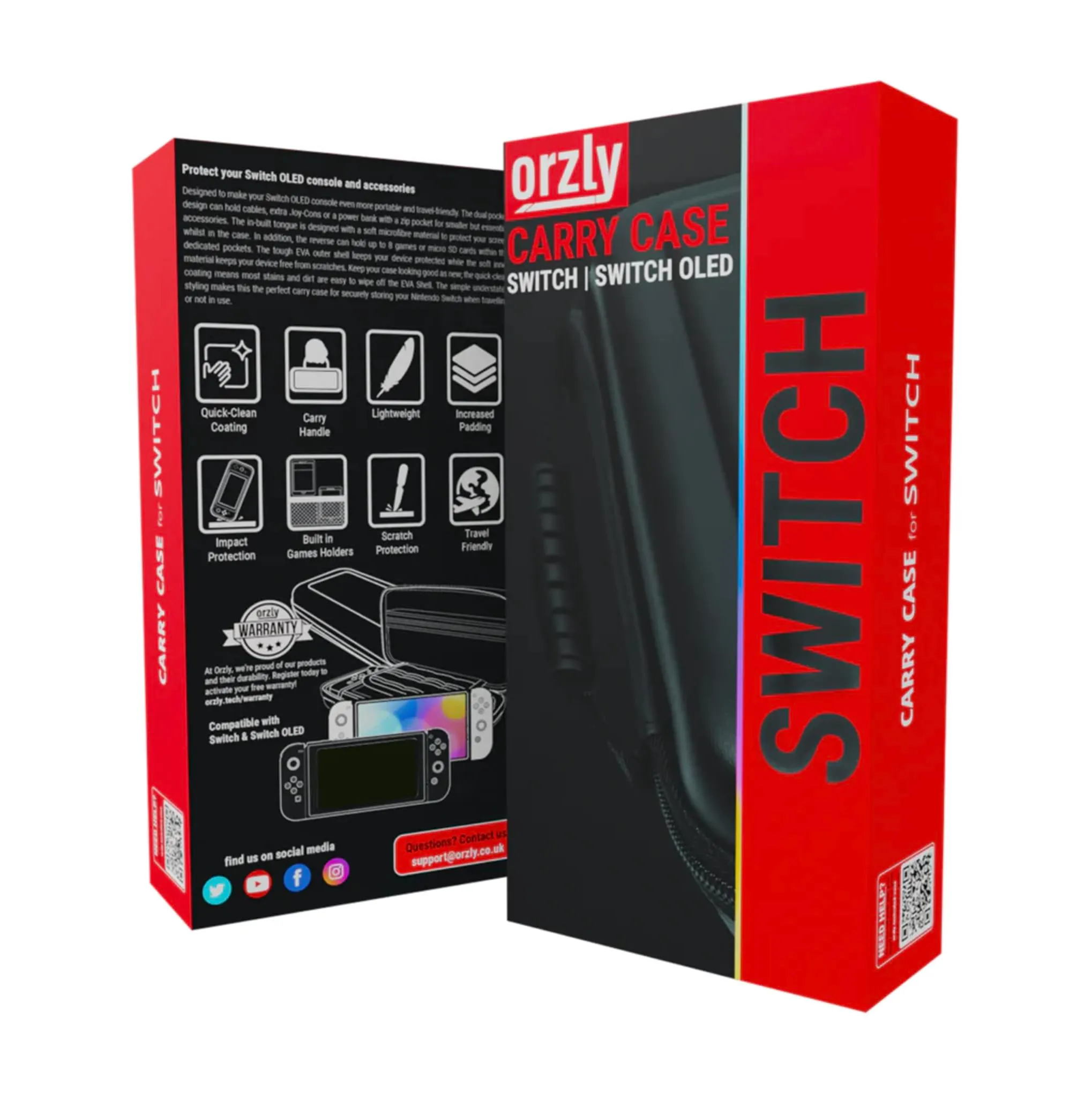 Orzly Custodia Rigida Protettiva per Nintendo Switch e Switch OLED - Nero - immagine 2