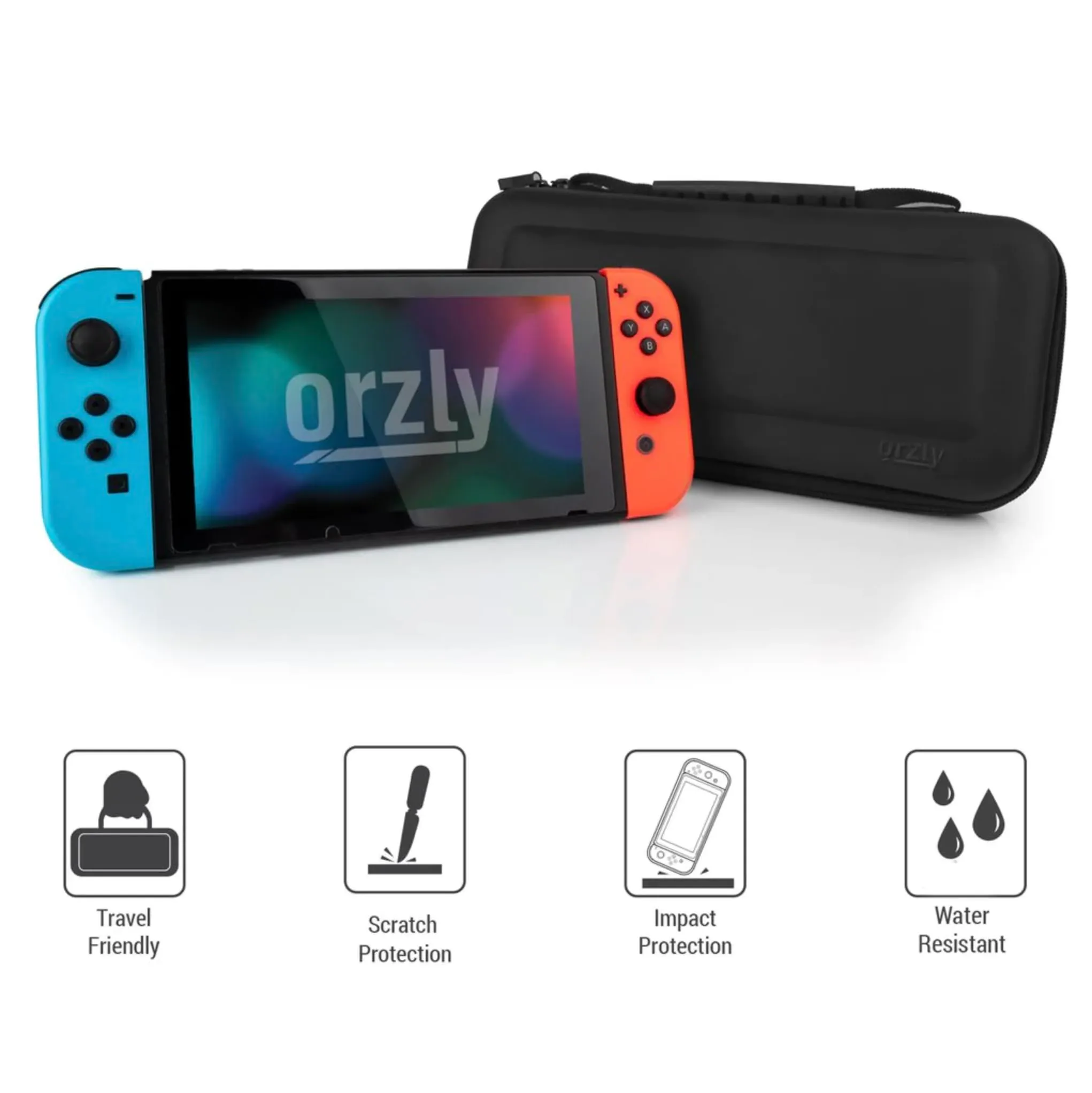 Orzly Custodia Rigida Protettiva per Nintendo Switch e Switch OLED - Nero - immagine 7