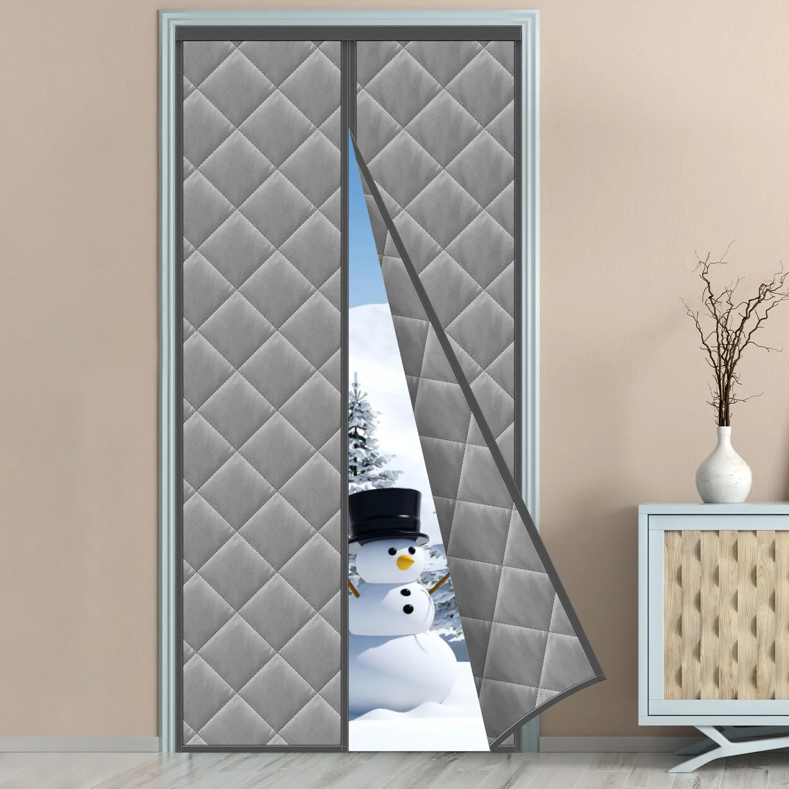Berssen Tenda Porta Inverno Termica Magnetica - 95 x 210 cm - Grigio - immagine 1