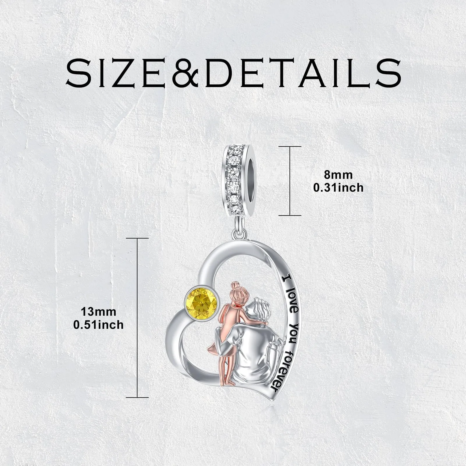 ROMANTICWORK Ciondolo a Cuore in Argento Sterling 925 con Zirconia Cubica per Braccialetti Padre e Figlia - immagine 2
