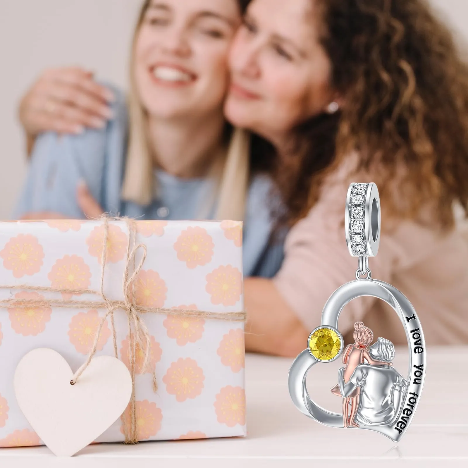 ROMANTICWORK Ciondolo a Cuore in Argento Sterling 925 con Zirconia Cubica per Braccialetti Padre e Figlia - immagine 4