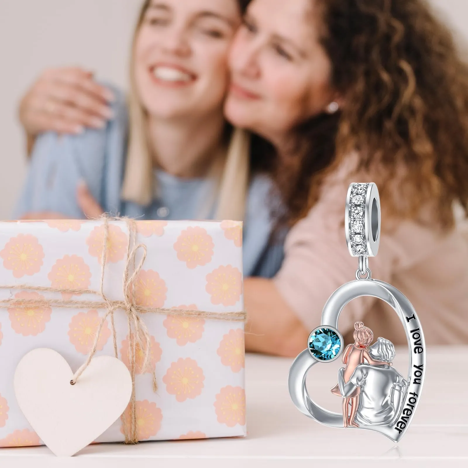 ROMANTICWORK Ciondolo a forma di cuore in argento Sterling 925 con Zirconia cubica per braccialetti padre e figlia - immagine 4