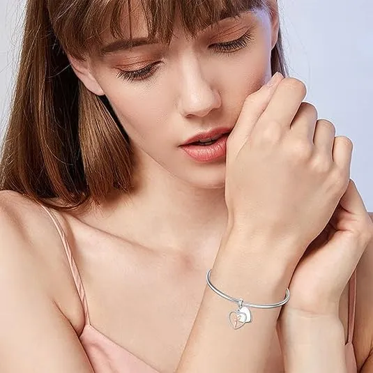 ROMANTICWORK Ciondolo a forma di cuore in Argento Sterling 925 e Zirconia Cubica per braccialetti padre e figlia - immagine 5