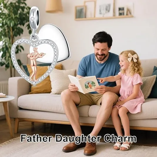 ROMANTICWORK Ciondolo a forma di cuore in argento Sterling 925 con Zirconia cubica per papà e figlia - immagine 3