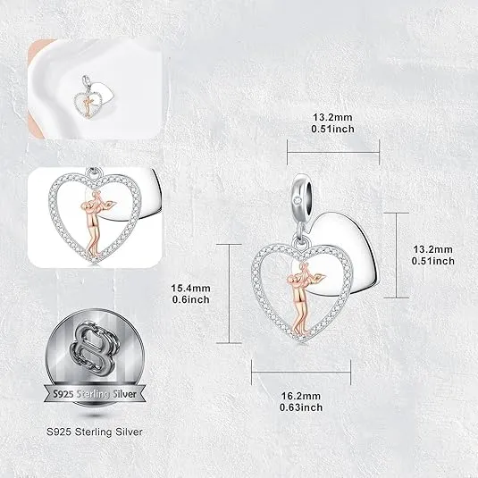 ROMANTICWORK Ciondolo a forma di cuore in argento Sterling 925 con Zirconia cubica per papà e figlia - immagine 5