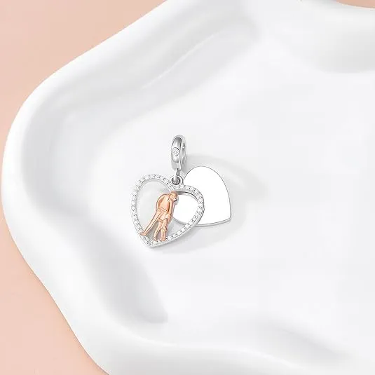 ROMANTICWORK Ciondolo a forma di cuore in argento Sterling 925 con Zirconia cubica per braccialetti padre e figlia - immagine 6