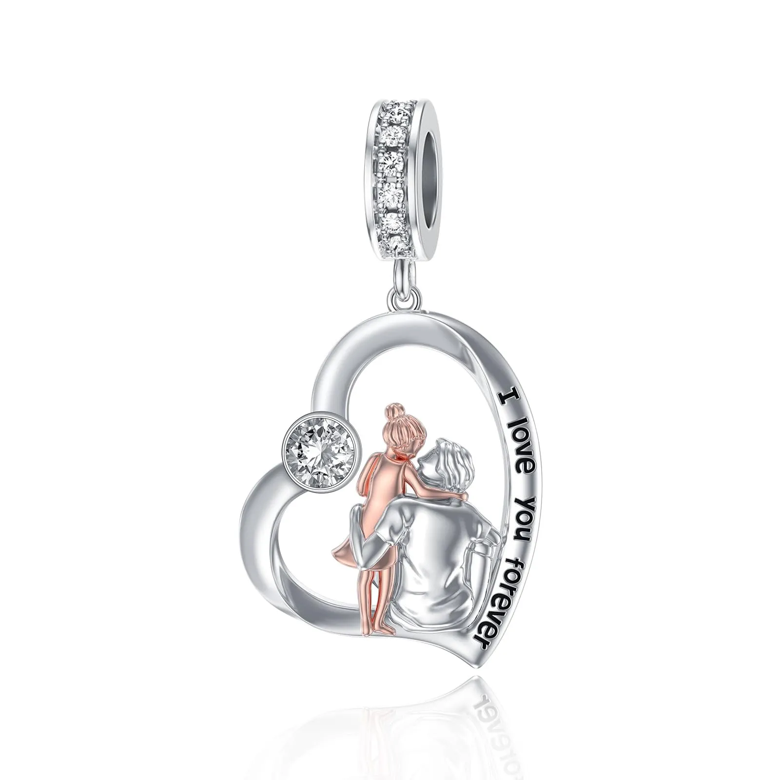 ROMANTICWORK Ciondolo a forma di cuore in argento Sterling 925 per braccialetti padre e figlia - immagine 1