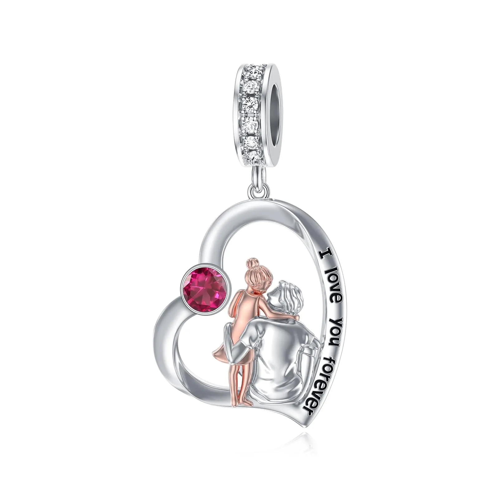 ROMANTICWORK Ciondolo a forma di cuore in argento Sterling 925 per braccialetti padre e figlia - immagine 1