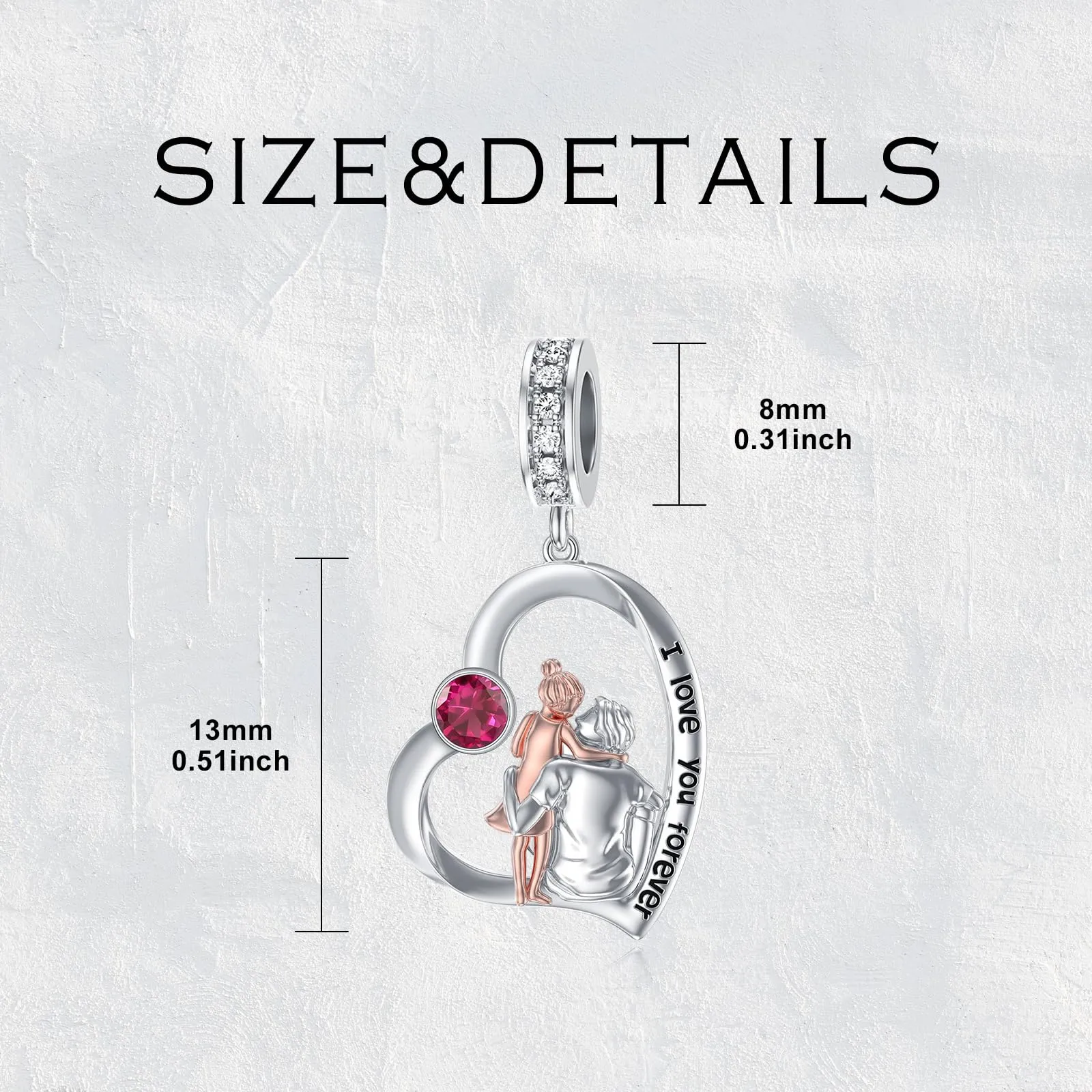 ROMANTICWORK Ciondolo a forma di cuore in argento Sterling 925 per braccialetti padre e figlia - immagine 2