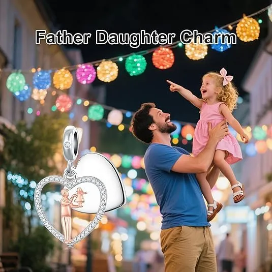 ROMANTICWORK Ciondolo a forma di cuore in argento Sterling 925 per braccialetti padre e figlia - immagine 2