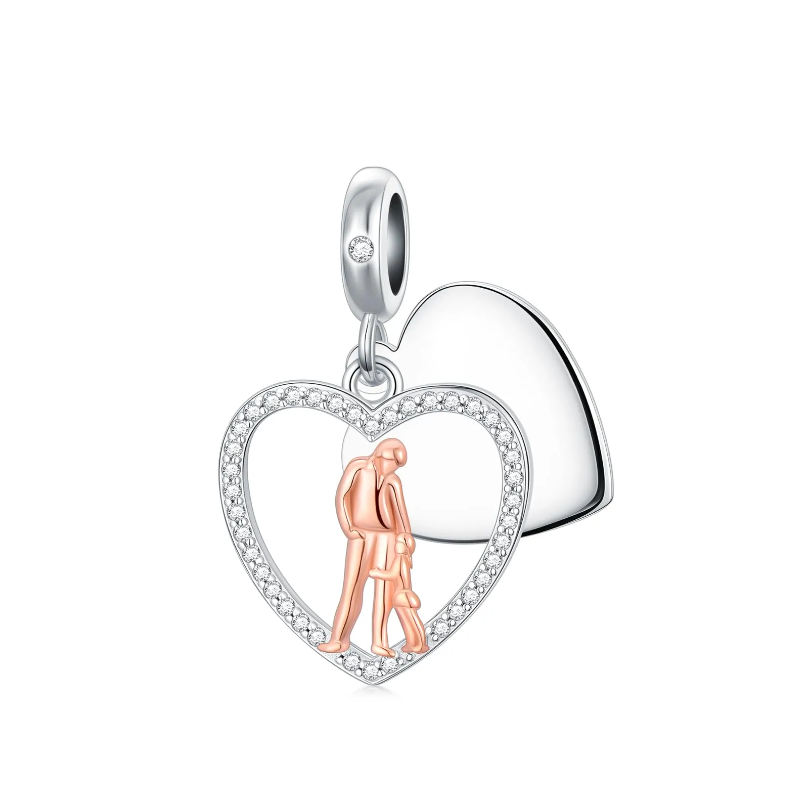 ROMANTICWORK Ciondolo a forma di cuore in argento Sterling 925 per braccialetti e collane - immagine 1