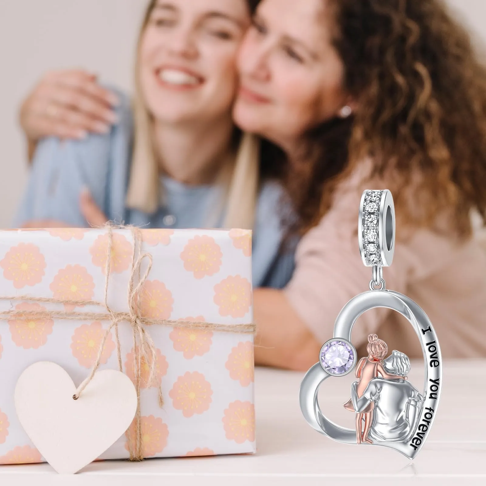 ROMANTICWORK Ciondolo a forma di cuore in argento Sterling 925 Padre e Figlia - immagine 3