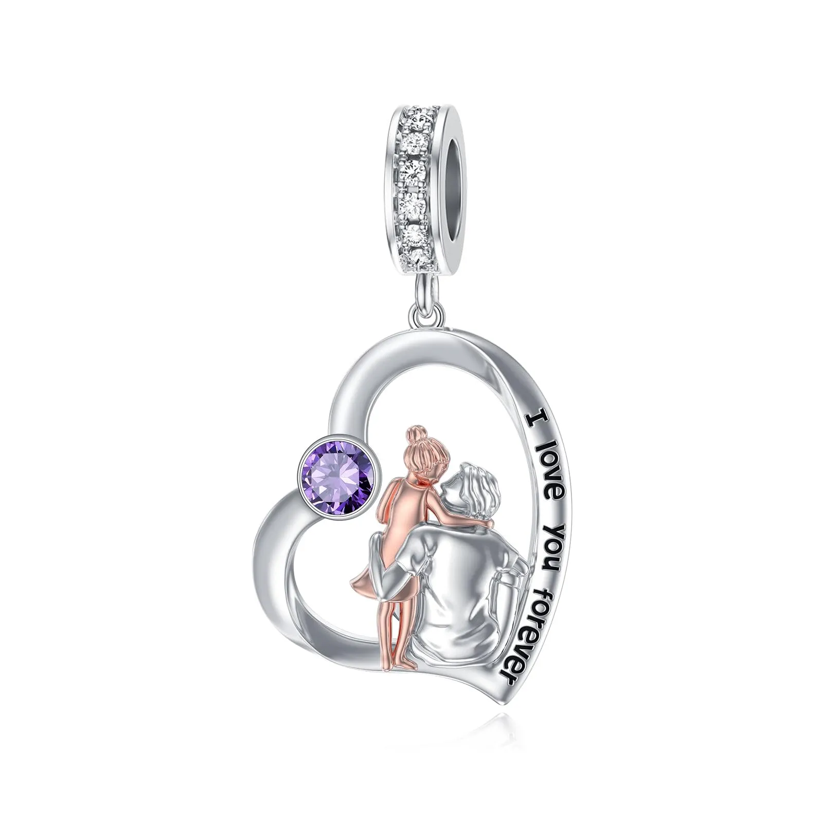 ROMANTICWORK Ciondolo a forma di cuore in argento Sterling 925 per braccialetti padre e figlia - immagine 1