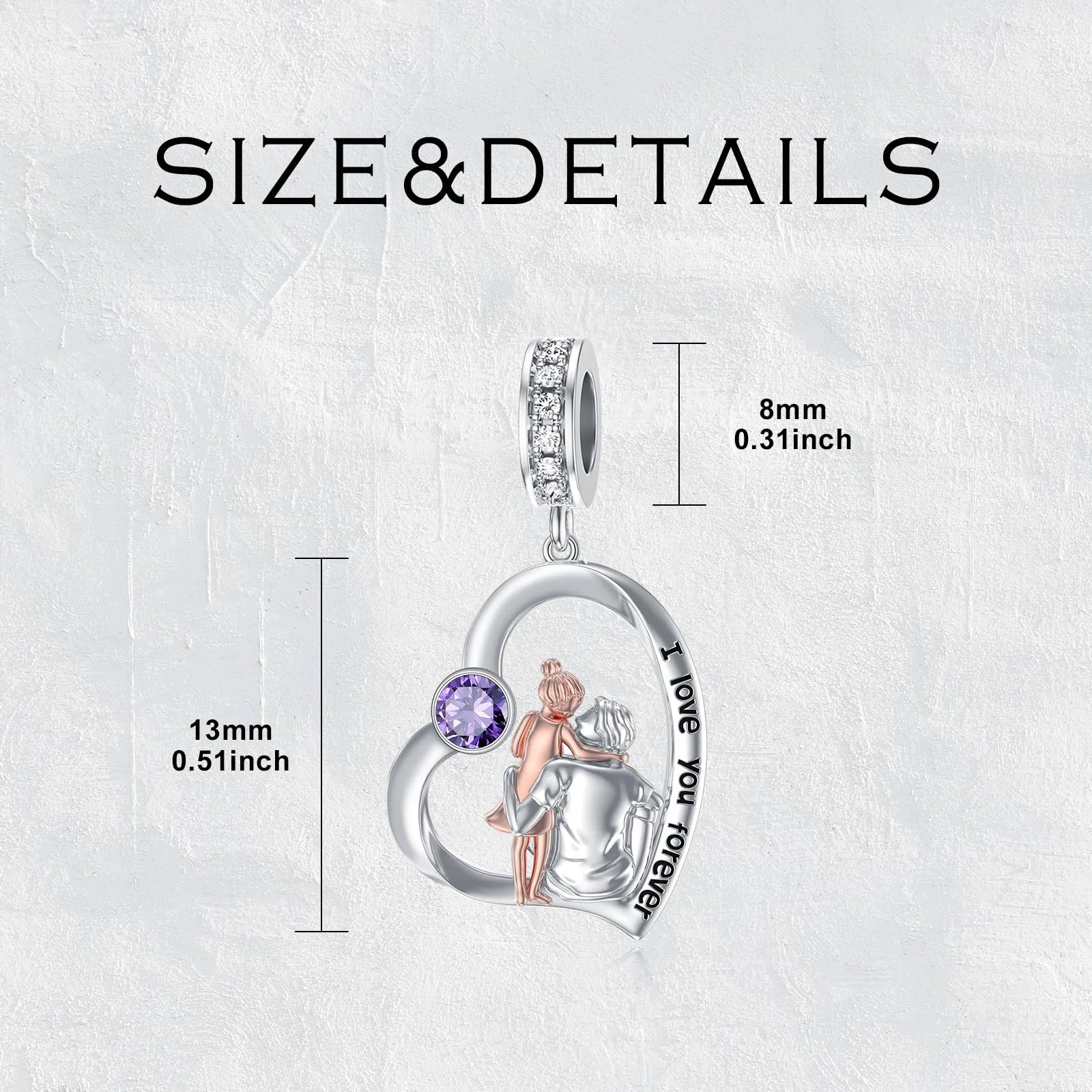 ROMANTICWORK Ciondolo a forma di cuore in argento Sterling 925 per braccialetti padre e figlia - immagine 3