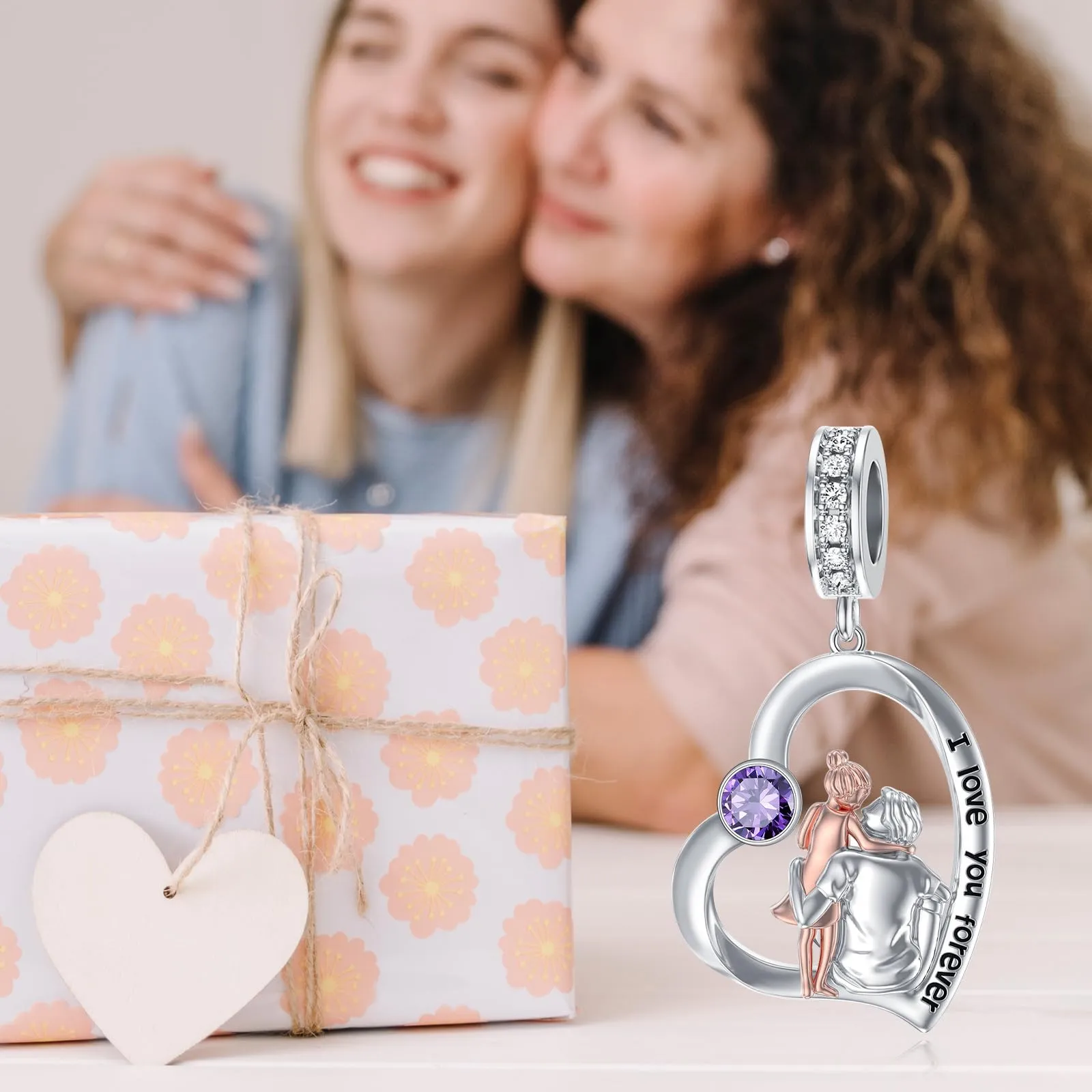 ROMANTICWORK Ciondolo a forma di cuore in argento Sterling 925 per braccialetti padre e figlia - immagine 4