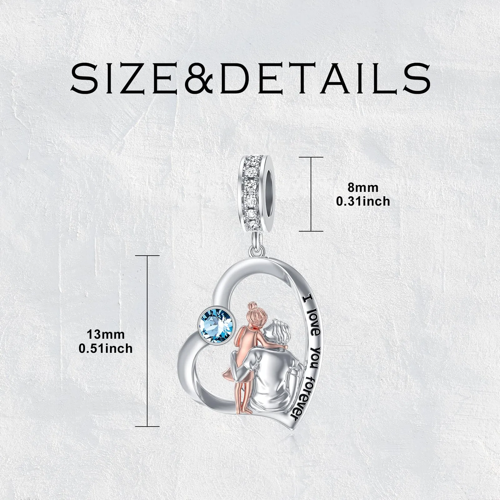 ROMANTICWORK Ciondolo a forma di cuore in argento Sterling 925 per braccialetti padre e figlia - immagine 2