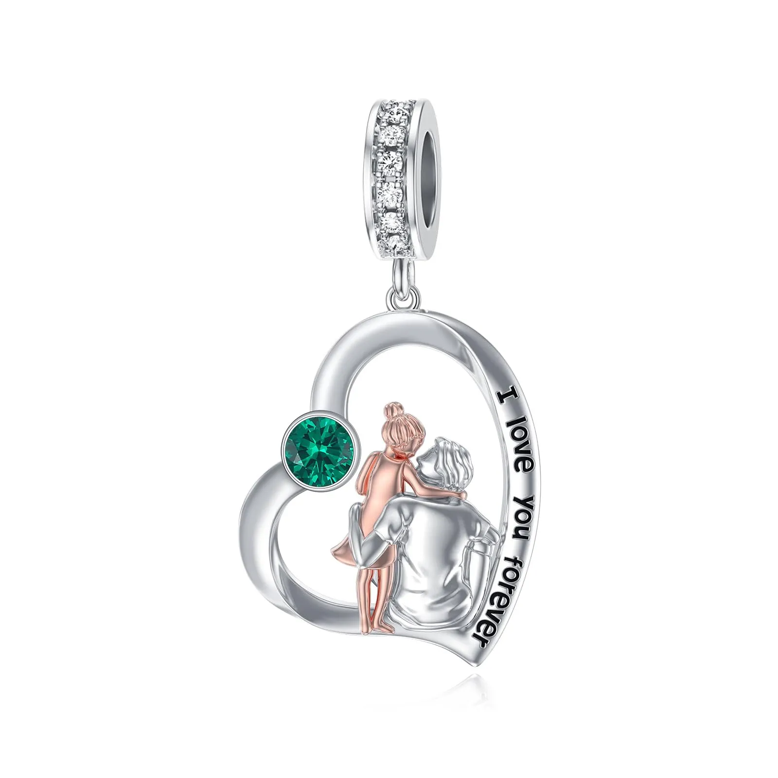 ROMANTICWORK Ciondolo a forma di cuore in argento Sterling 925 per braccialetti padre e figlia - immagine 1