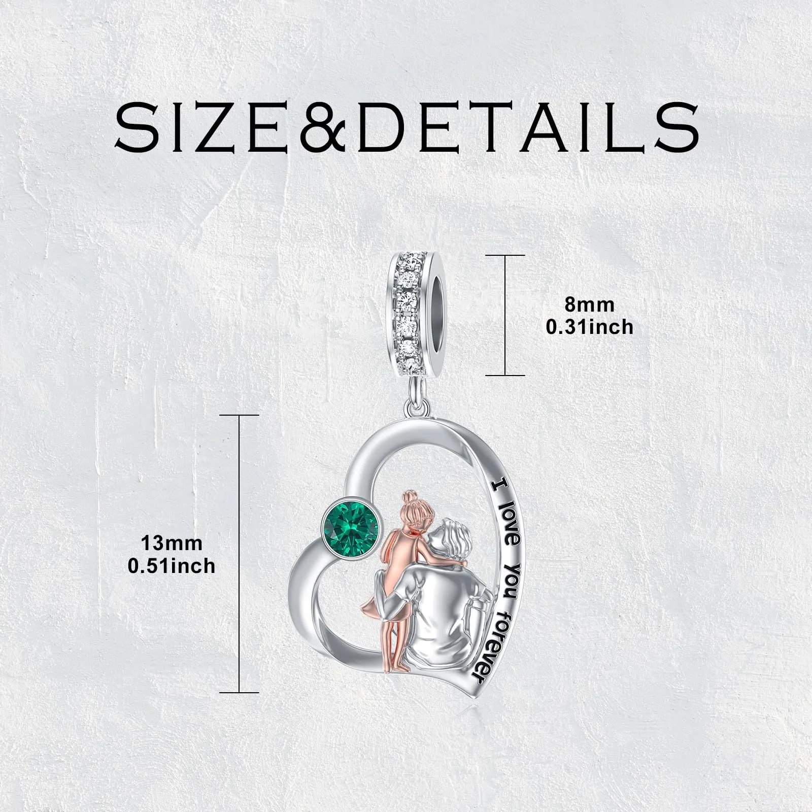 ROMANTICWORK Ciondolo a forma di cuore in argento Sterling 925 per braccialetti padre e figlia - immagine 2