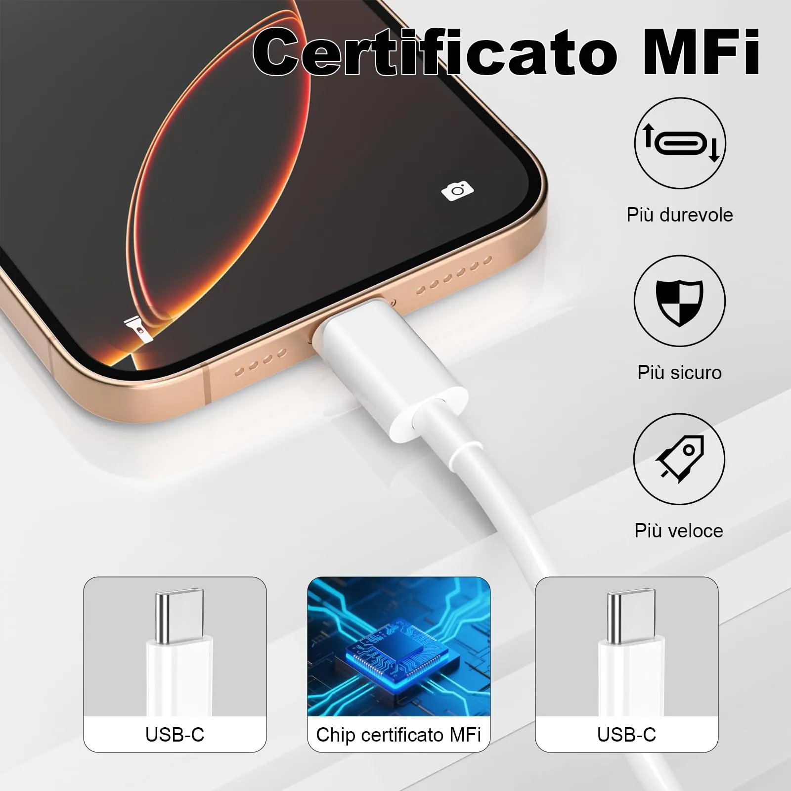BSTOEM Cavo USB C to USB C 60W Ricarica Rapida, 1M+1M (2 Pezzi), Bianco - immagine 2