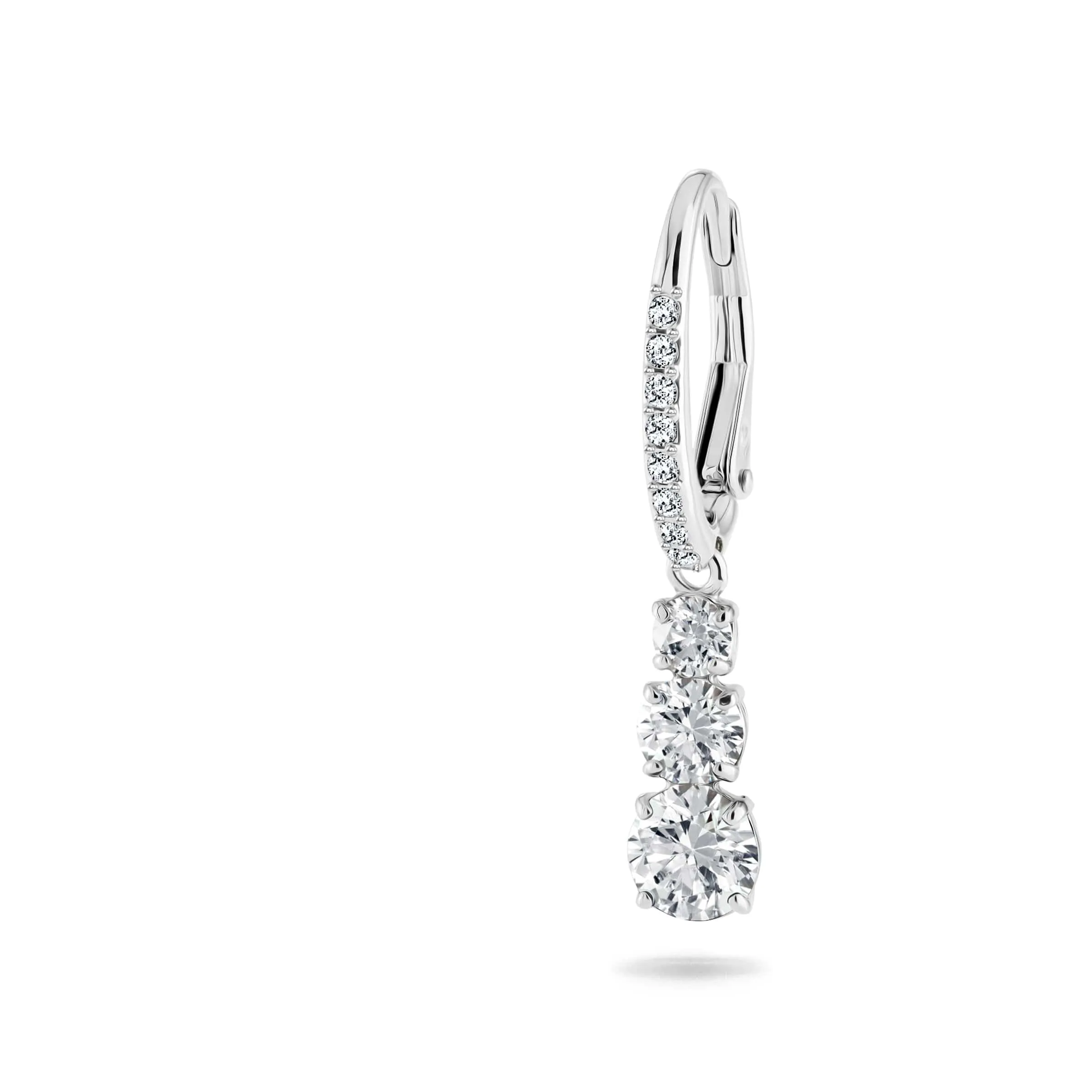 Swarovski Attract Trilogy Hoop Earrings, Round Cut, White, Rhodium Plated - immagine 3