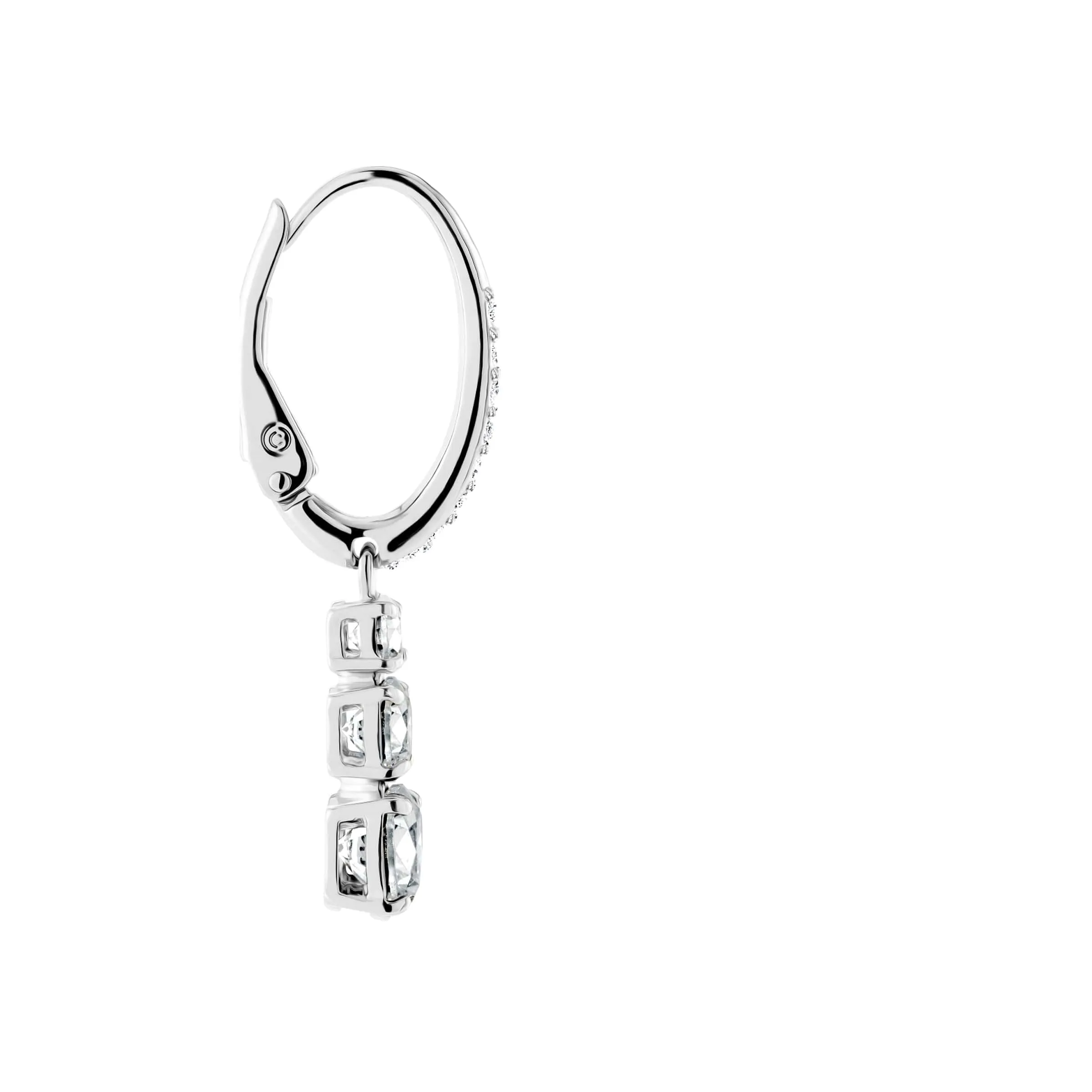 Swarovski Attract Trilogy Hoop Earrings, Round Cut, White, Rhodium Plated - immagine 4