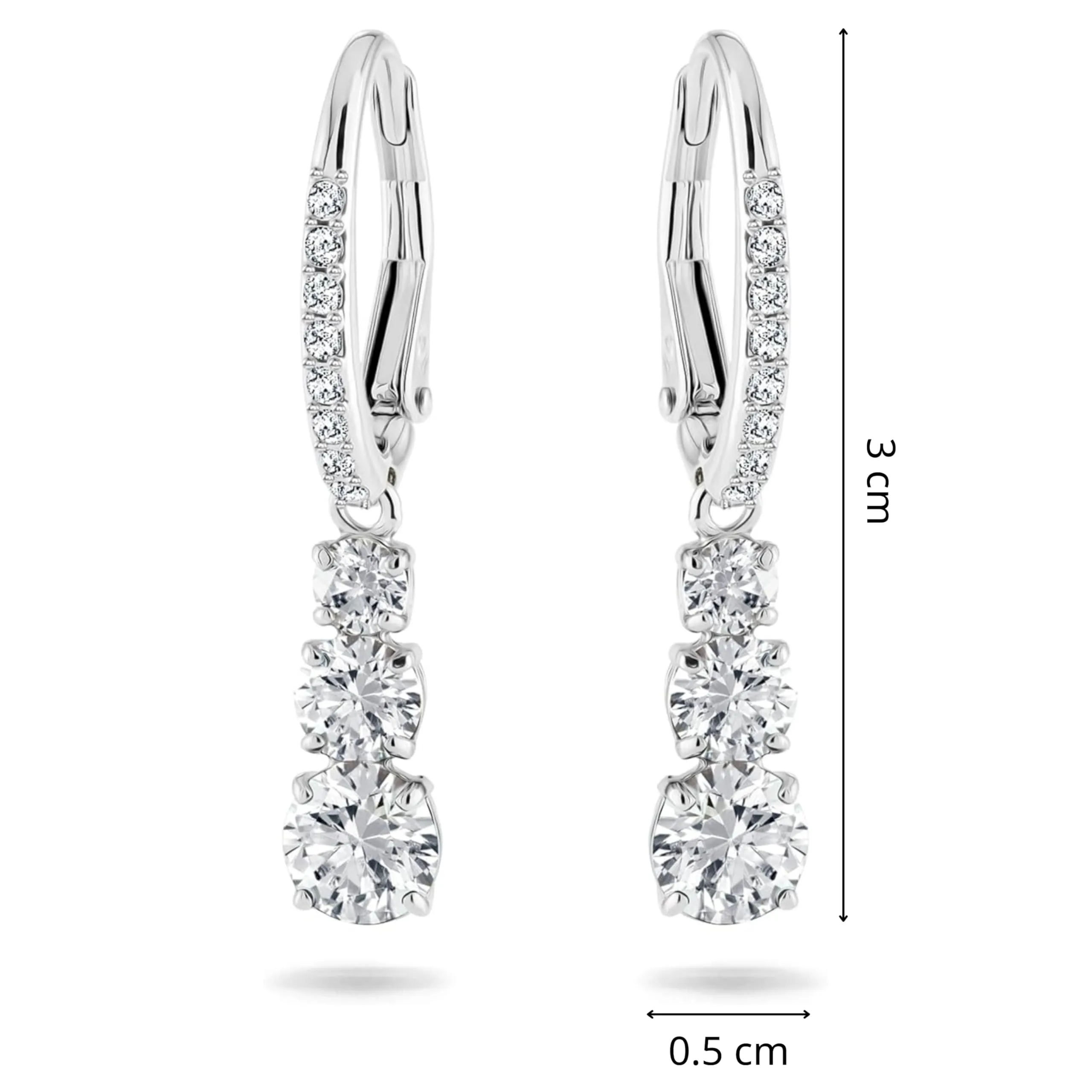 Swarovski Attract Trilogy Hoop Earrings, Round Cut, White, Rhodium Plated - immagine 8