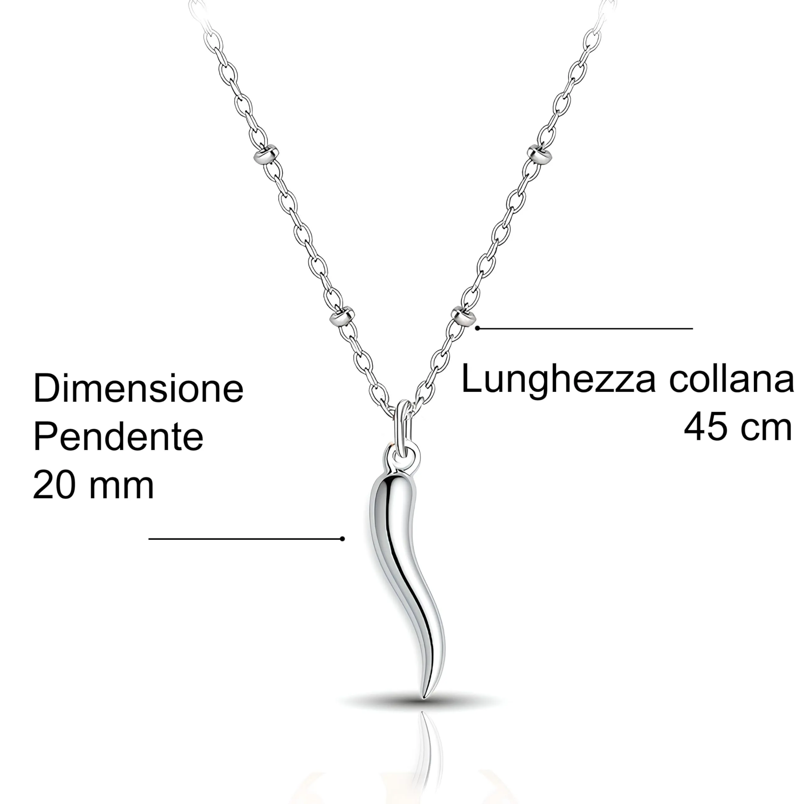 Saga Gioielli Collana Corno Portafortuna in Acciaio Inossidabile per Donna - immagine 4