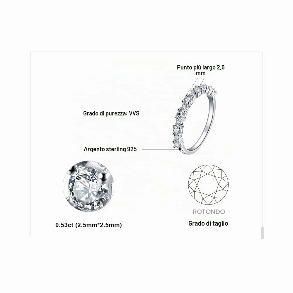 JewelryPalace Anello Donna Argento Sterling 925 Metà Eternità Impilabile, 53 mm - immagine 2