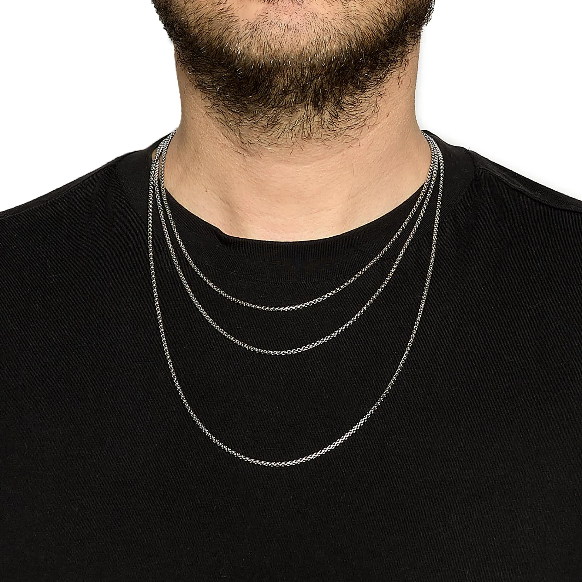 Louis Ciocchetti dal 1887 Collana Uomo in Acciaio Inox, Argento, 4mm, 60cm - immagine 2