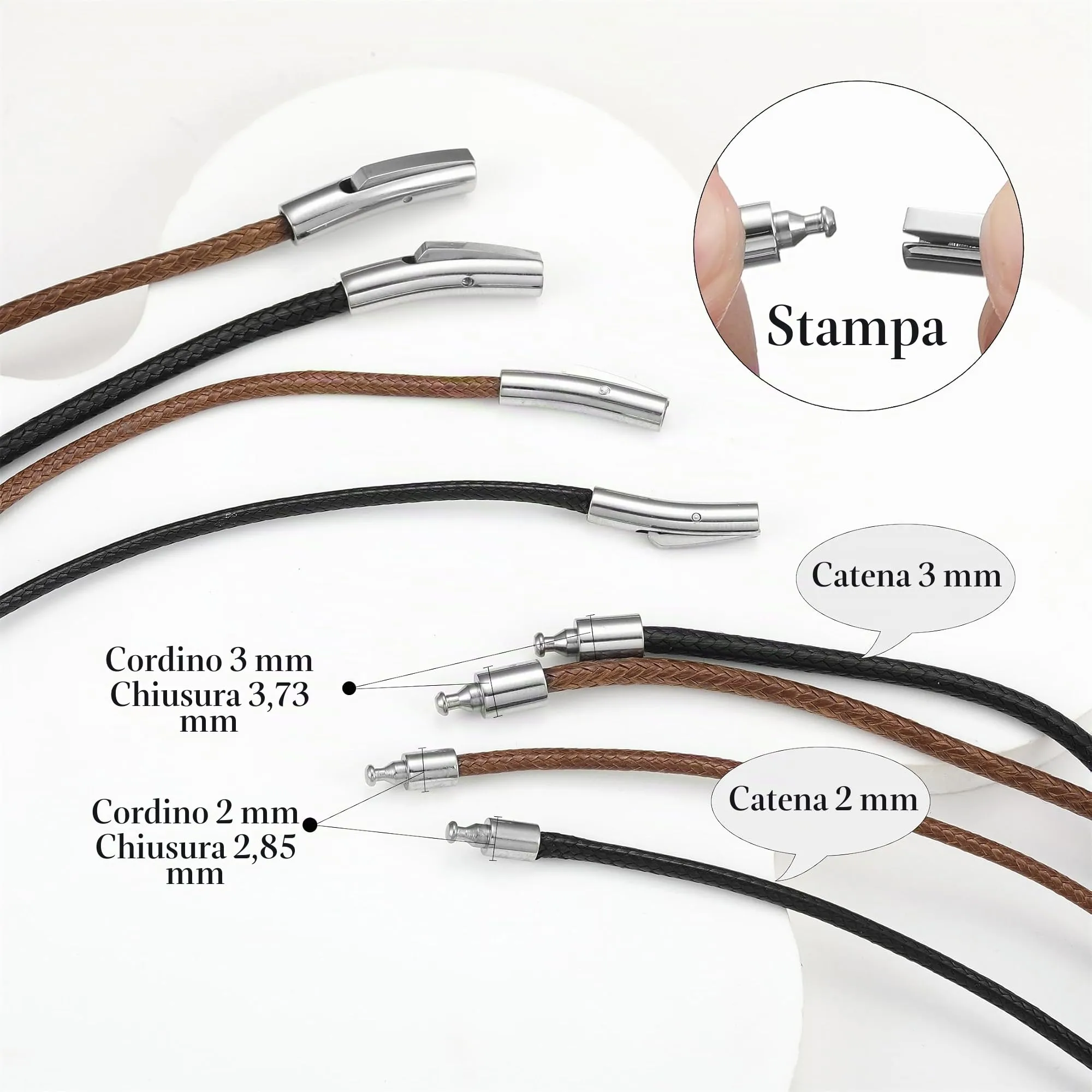 AFSTALR Collana in Pelle Sintetica Intrecciata per Uomo e Donna, Cordoncino Nero 2mm con Chiusura in Acciaio Inossidabile, 71cm - immagine 4