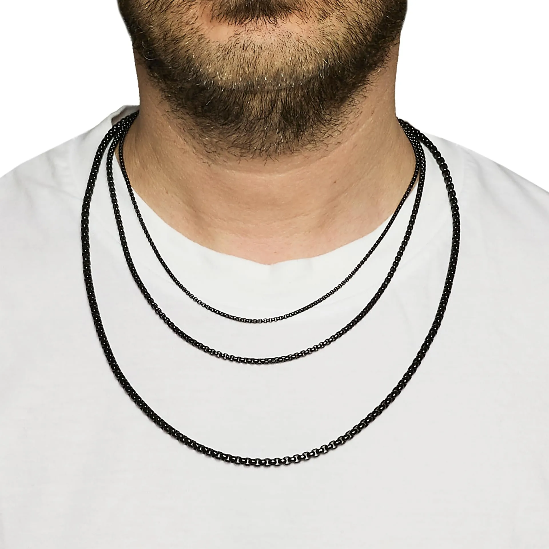 Louis Ciocchetti dal 1887 Collana da Uomo in Acciaio Inox Stile Streetwear, Nero, 3mm-45cm - immagine 3