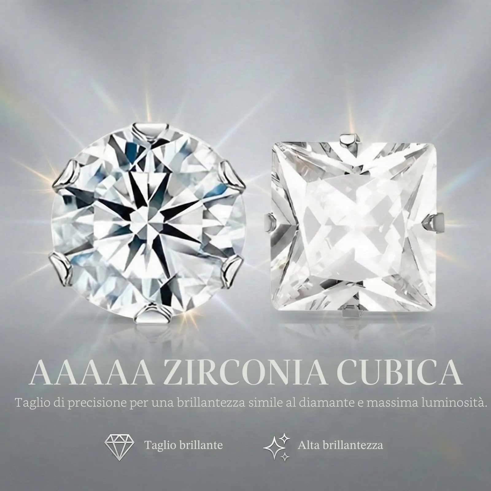 SWYZOR 12 Paia Orecchini con Zirconi Cubici in Acciaio al Titanio, 3-8 mm (Argento) - immagine 5