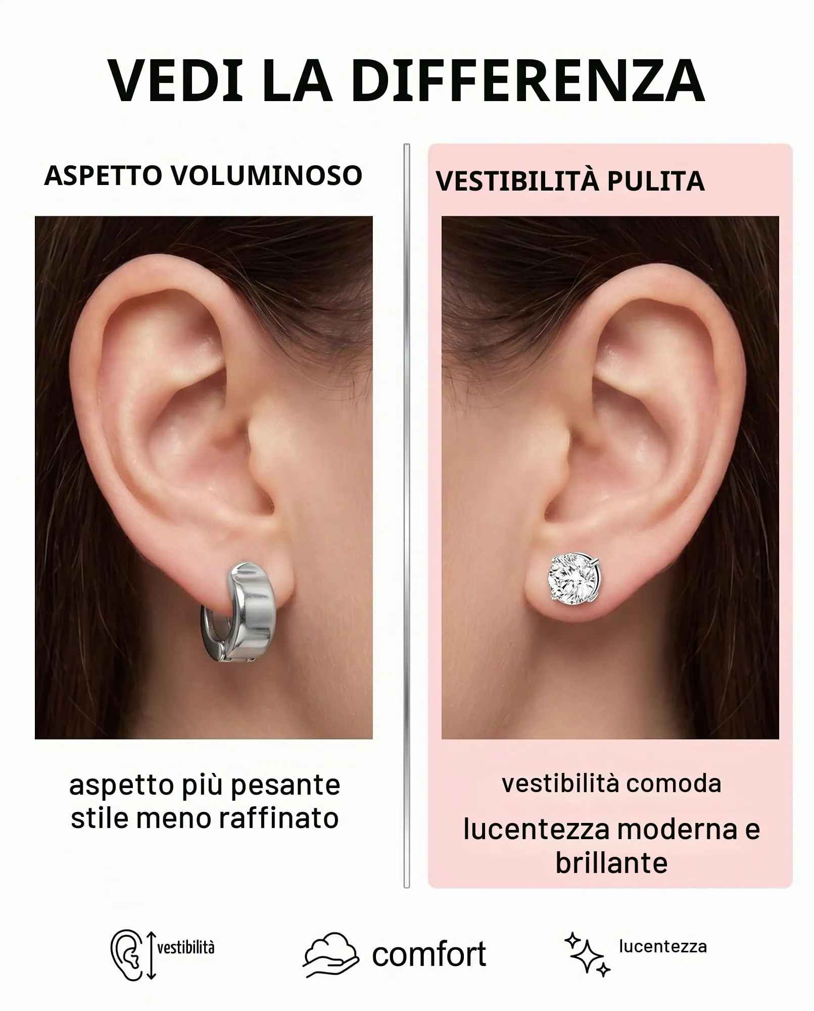 BTACGWP Orecchini Magnetici Uomo Senza Buco in Circonio, 6mm, Set da 5 Paia - immagine 5