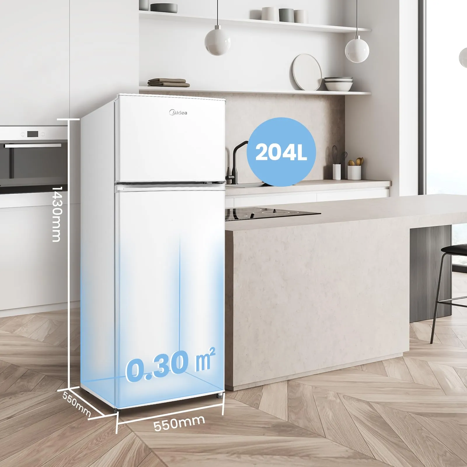 Midea Frigo Doppia Porta 204L Compressore Inverter MERT210FGE01 - immagine 3